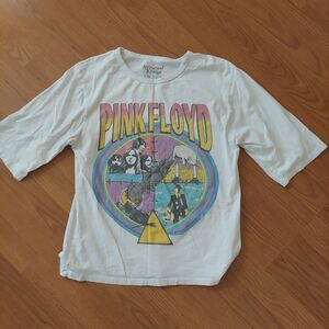 Recycled Karma Women's Oversized Pink Floyd Graphic Tee White Sz XS